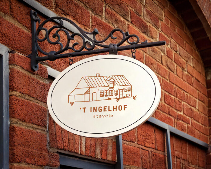 Ingelhof hanging sign white
