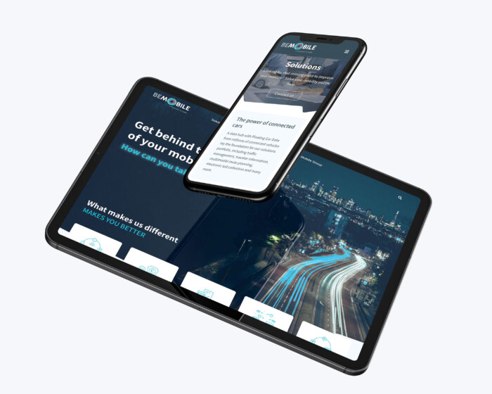 Be Mobile website floating blue